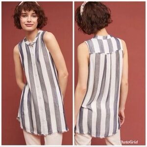 CLOTH & STONE | striped raw hem tank || size large